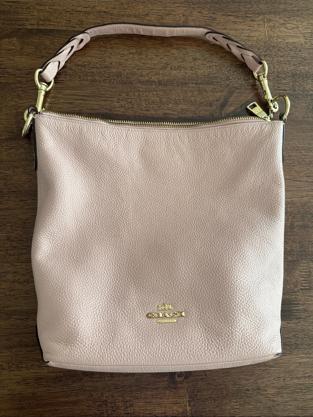 Coach light pink pebble shoulder bag